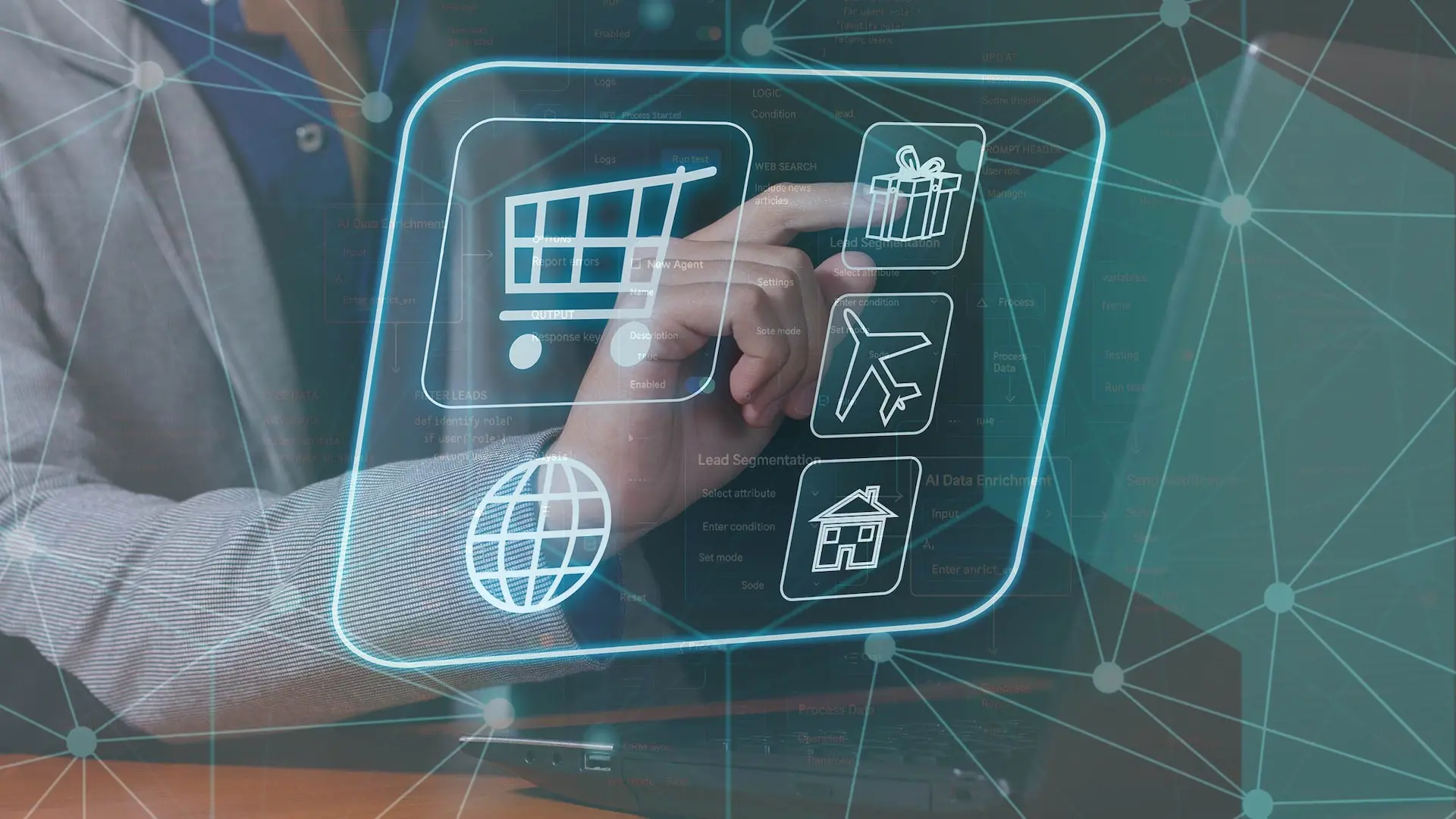 una persona fa acquisti su e-commerce digitale guidato da intelligenza artificiale