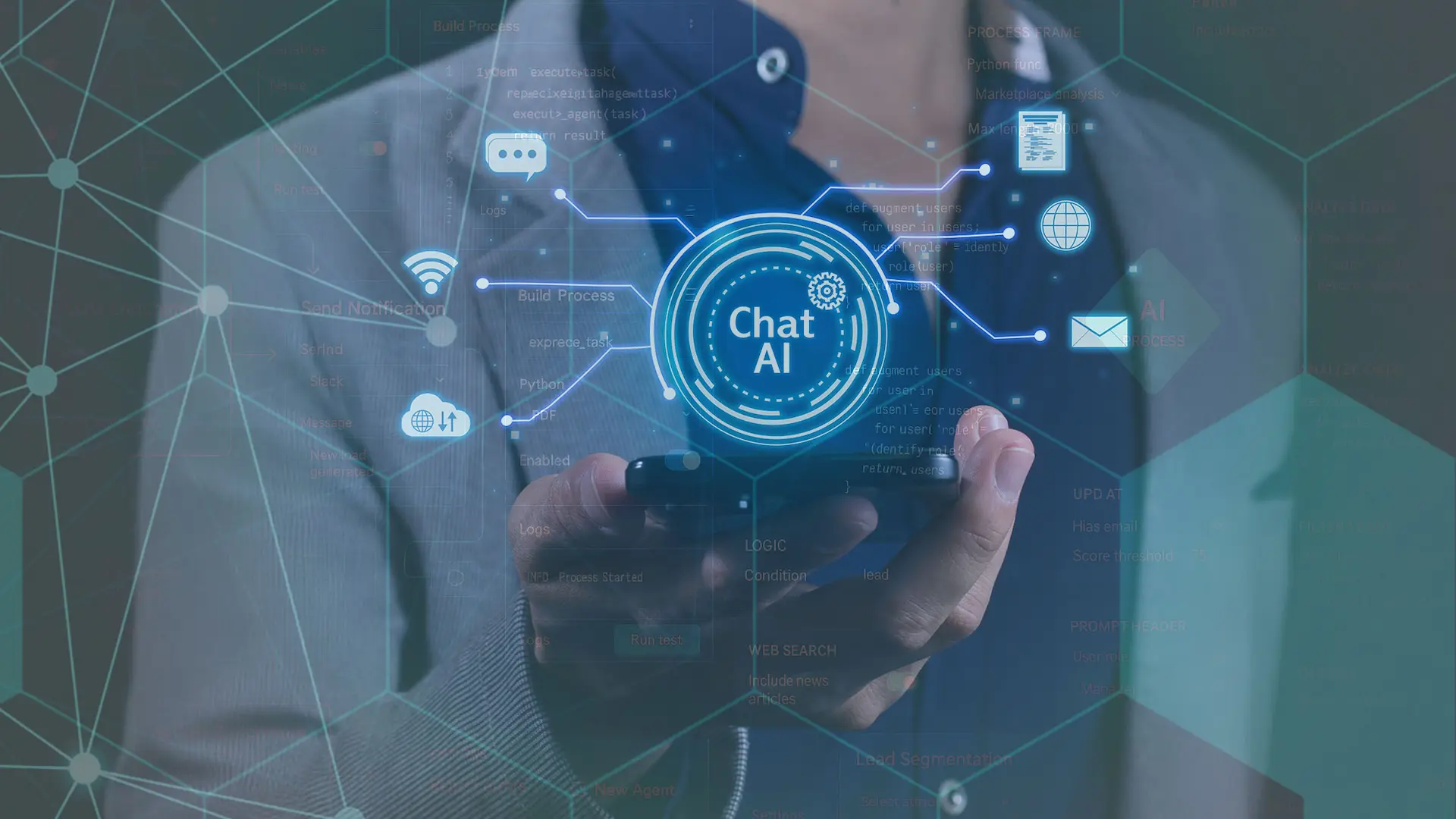 imprenditore dialoga con assistente ai conversazionale